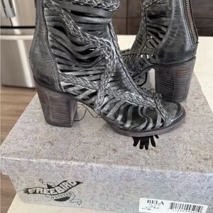 Freebird by Steven Bela Braided Cutout Heeled Boots - Black